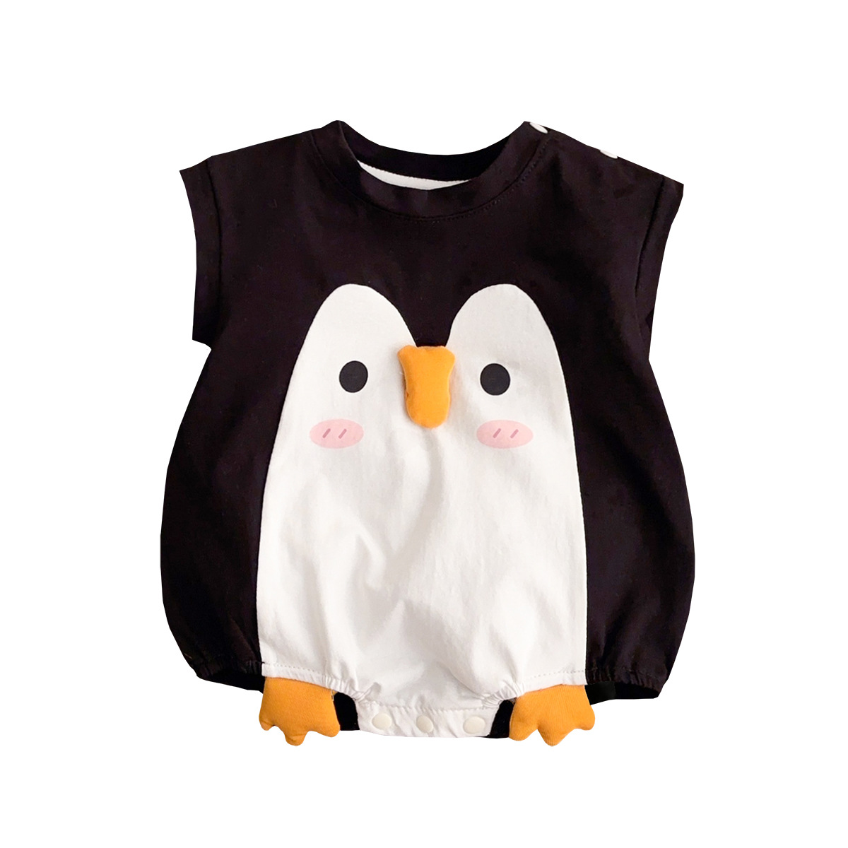 Lindo mono pingüino 2025 verano nuevo estilo bebé traje de escalada chaleco mameluco tipo a abrigo delgado