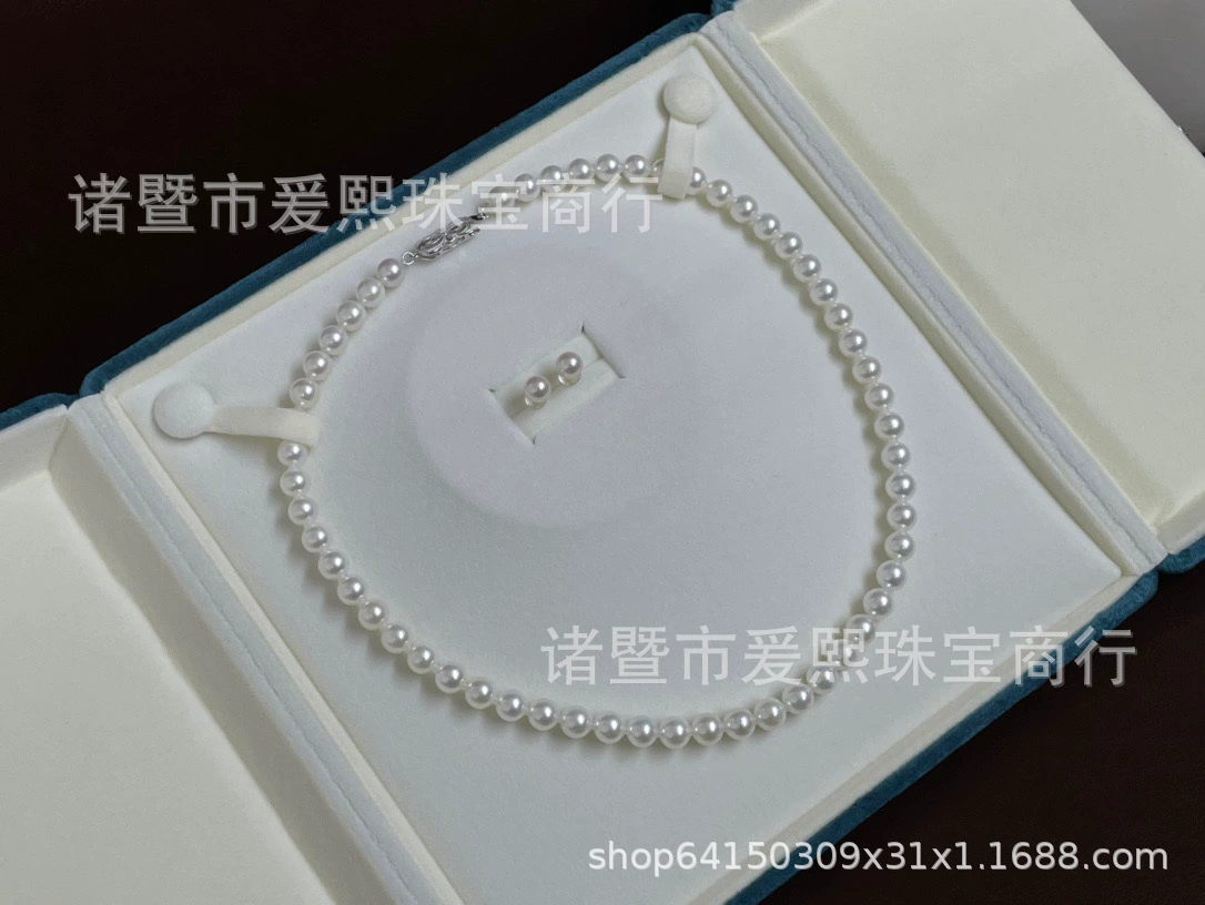 Белое дно пресноводного жемчуга из стерлингового серебра Ак набор Xiao O White сразу же ощущает холодный свет серьги 6-7mm ожерелье 7-8mm