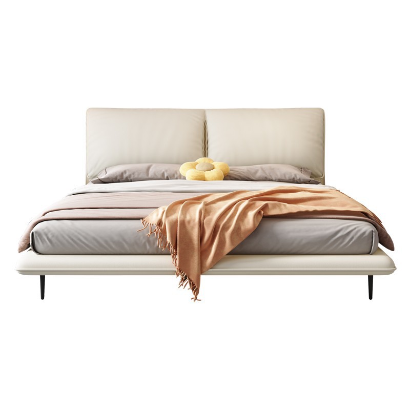 Suspensión cama de cuero genuino italiano minimalista Baxter elefante oreja cama dormitorio principal Luz de lujo moderno simple Internet celebridad cama doble