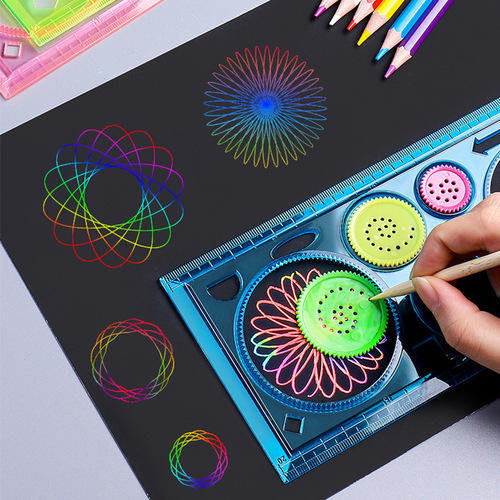 Qianhui multifunctional ruler for primary school students wholesale geometric ruler drawing ruler painting set ever-changing ruler