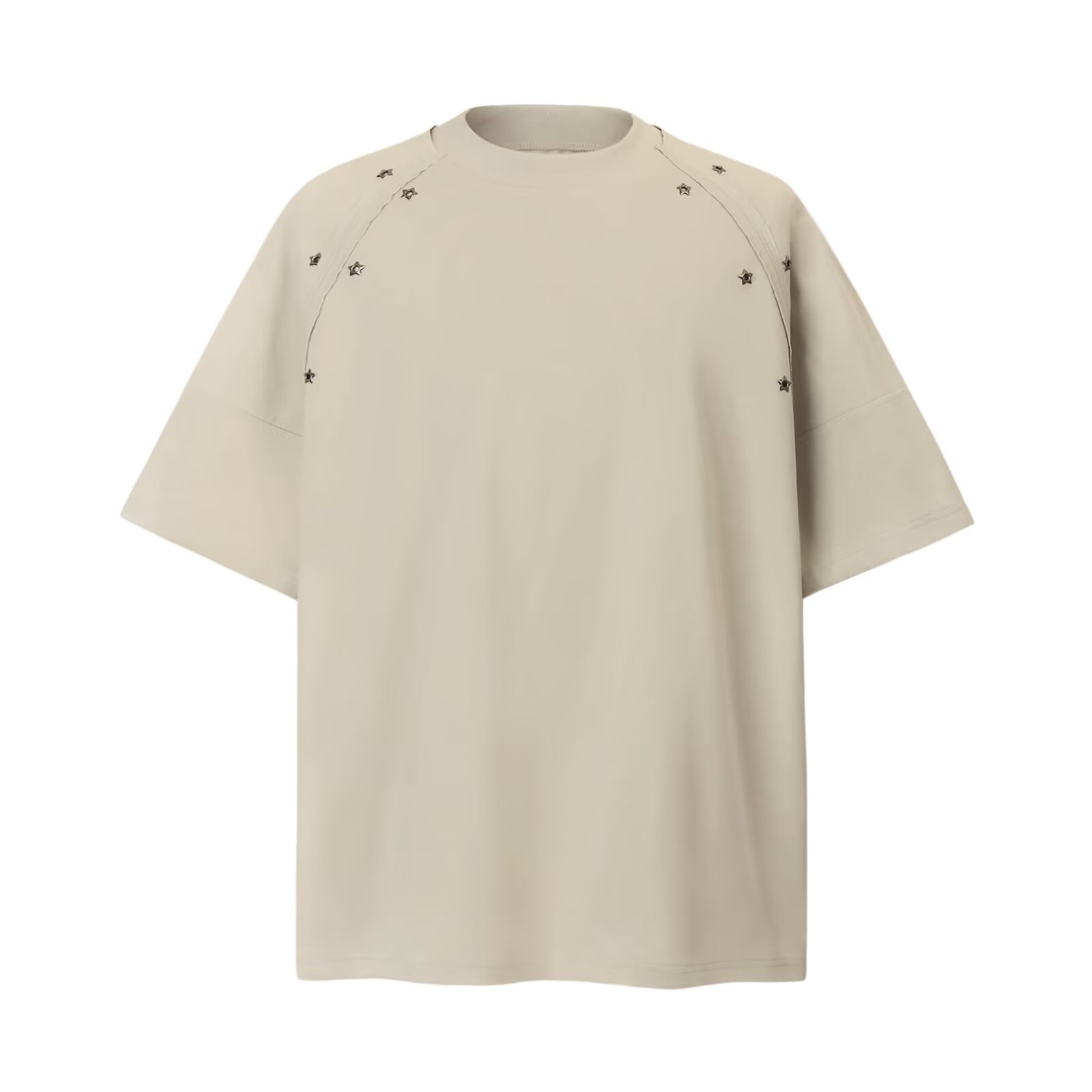 Summer Niche Willow Nails Embellished Decorative Design Sense Shoulder Pad T-shirt Men's Short-sleeved Casual Versatile Heavy T-shirt Top_viptrois.com