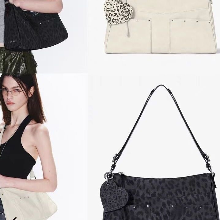 Original High-Quality Jeemin Fang Zhimin's Same Style Fennec Korean Designer Brand Leopard Print Shoulder Bag Crossbody