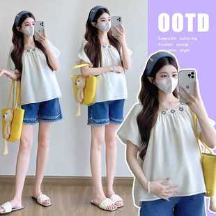Real Shot Summer 2025 New Slim Age-reducing Puff Sleeve Niche Square Collar Loose Belly Covering Top
