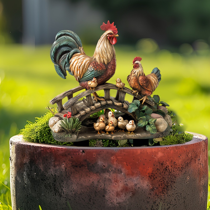 跨境圣诞节日公鸡家庭户外装饰地插摆件庭院草坪布置道具景观美化