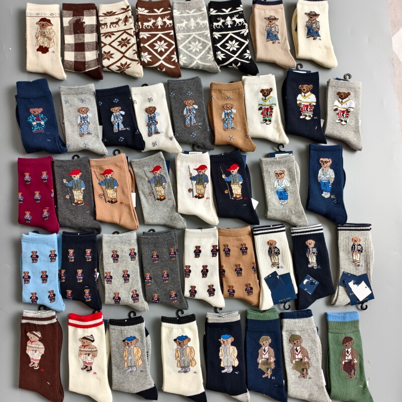 New Cartoon Bear Trendy Socks, Same Style as Po, Mid-Calf Women's Socks, All-Season Fashion Trendy Women's Socks Wholesale