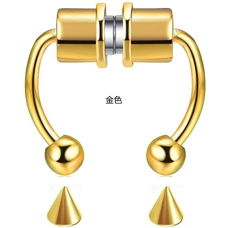 Magnetic Nose Ring Stainless Steel, 10/12 mm, Magnetic Closure, Multiple Colors