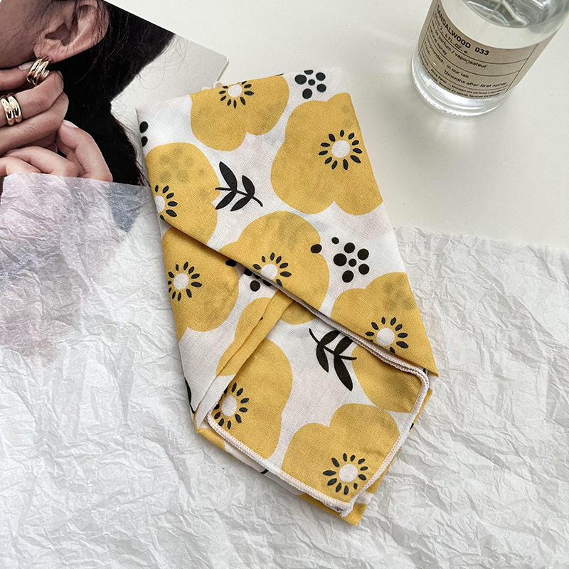 55 bufanda de seda, cinturón para el cabello, algodón y lino, bufanda cuadrada pequeña, arte coreano, moda de todo fósforo, primavera y otoño, nueva bufanda de temperamento, bufanda