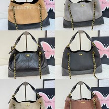 单肩包新款时尚撞色拼接链条手提包菱格绣线大容量单肩斜挎包