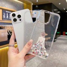 唯美风适用VIVO X100手机壳闪粉背影女孩Y78+电镀金属圈防摔软壳