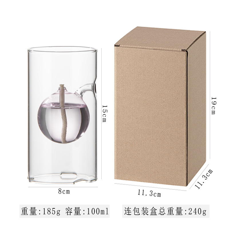 Lámpara de aceite rosa tipo A de 15 cm.