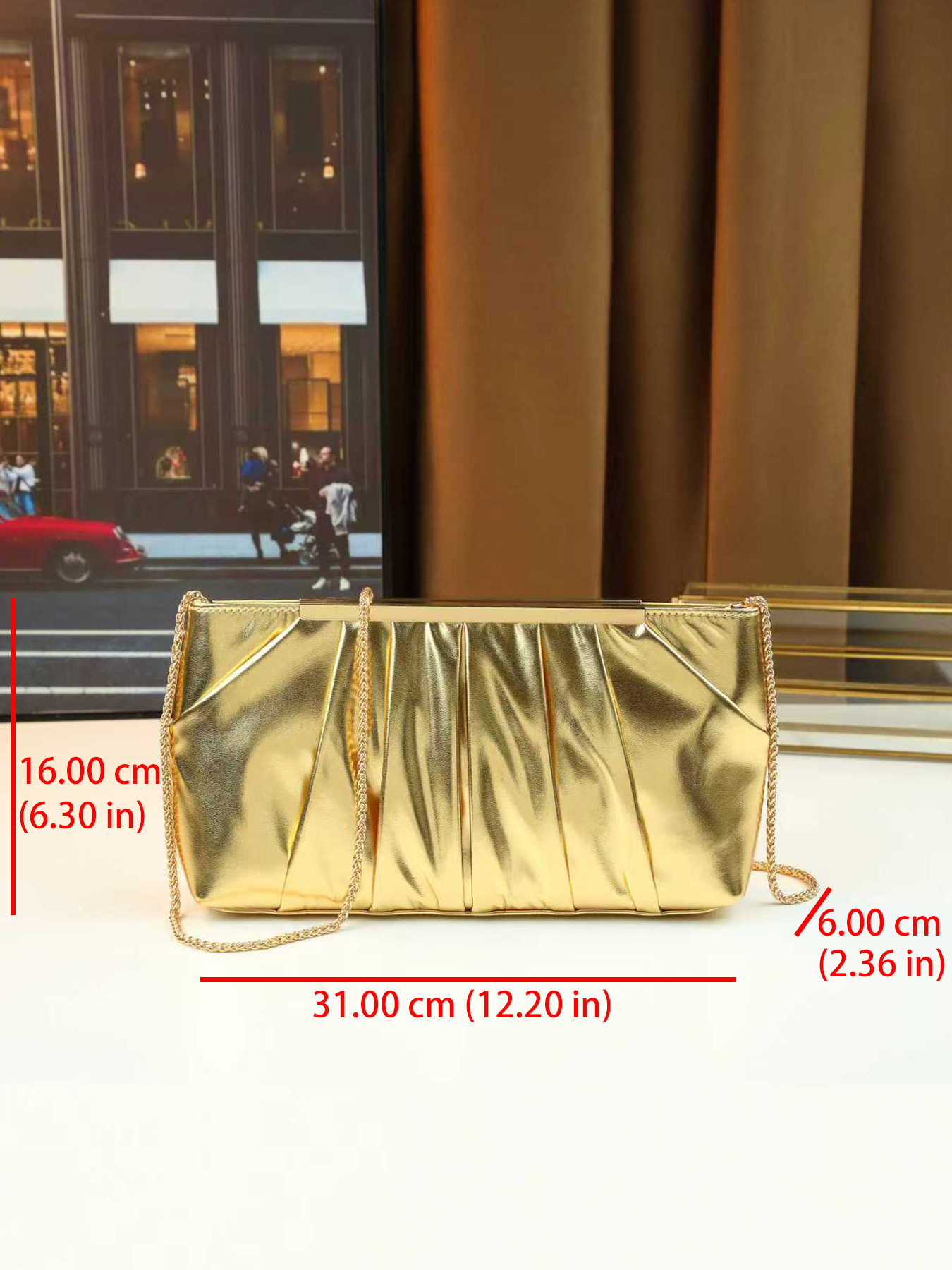 Elegante pochette da sera donna borsa a tracolla plissettata_voghion.com