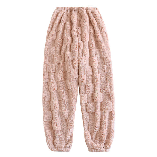 Ladies Sleep Pants Autumn/Winter Thick Coral Fleece Warm Pants for Men Flannel Home Pants Wearable Oversized Long Pants
