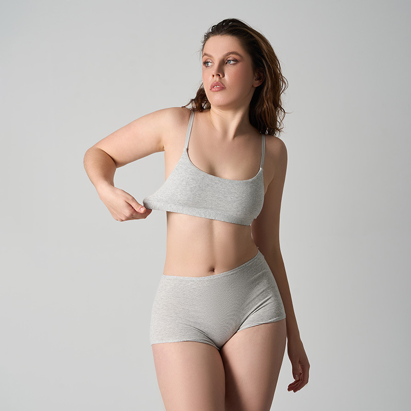 Skim Same Style Soft Cotton Bra Short Cotton Non-Padded Bra Women's Cotton Boxer Briefs Intimates Set