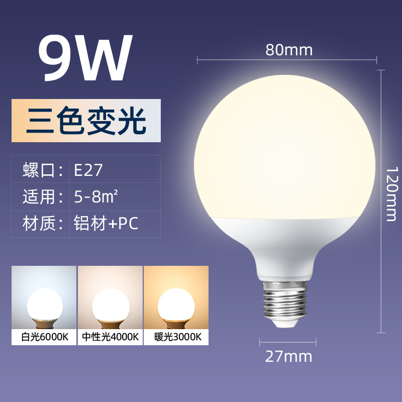 Lámpara LED e27 burbuja de vidrio de tornillo bola de dragón decoración doméstica comercial ultra brillante ahorro de energía lámpara de bola redonda luz tricolor