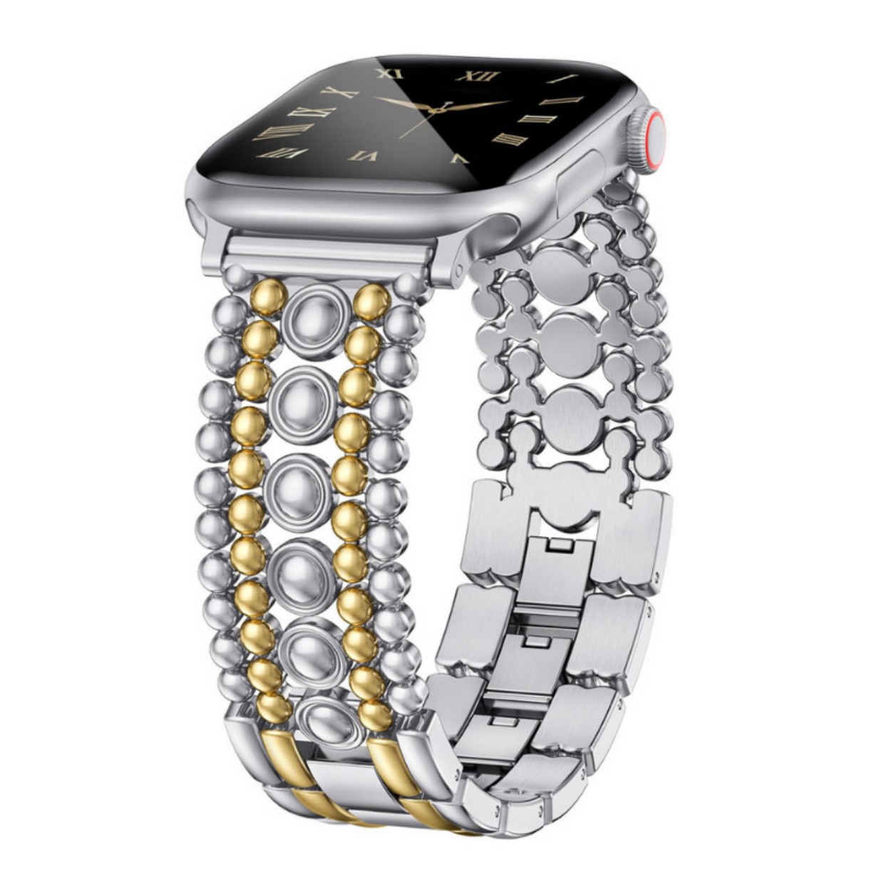 Compatible with I Watch Strap 11Th Generation Ladies, Fashionable and Beautiful Metal Strap Design with Adjustable Rivets Cross-Border