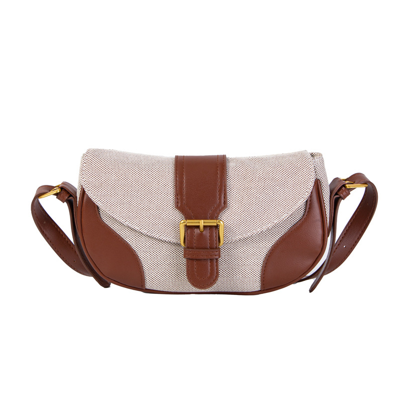 [Personalización] nuevo bolso de lona de empalme retro de verano de moda versátil bolso de hombro horizontal simple mochila para mujeres