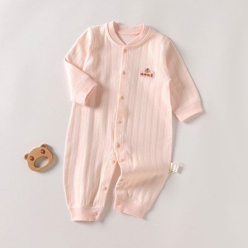 Baby Bodysuit Spring and Autumn Version Autumn Pure Cotton Boneless Unisex Baby Outfit Thin Long Sleeve Hoddie Crawling Suit