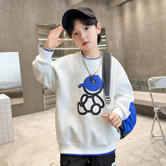 潮牌男童圓領衛衣春季2024新款韓系中大童套頭衫兒童春裝衣服上衣