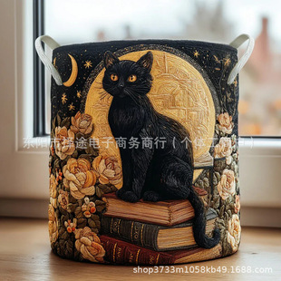 Bookish Cat Quilted Laundry Basket����؈ϴ�»@