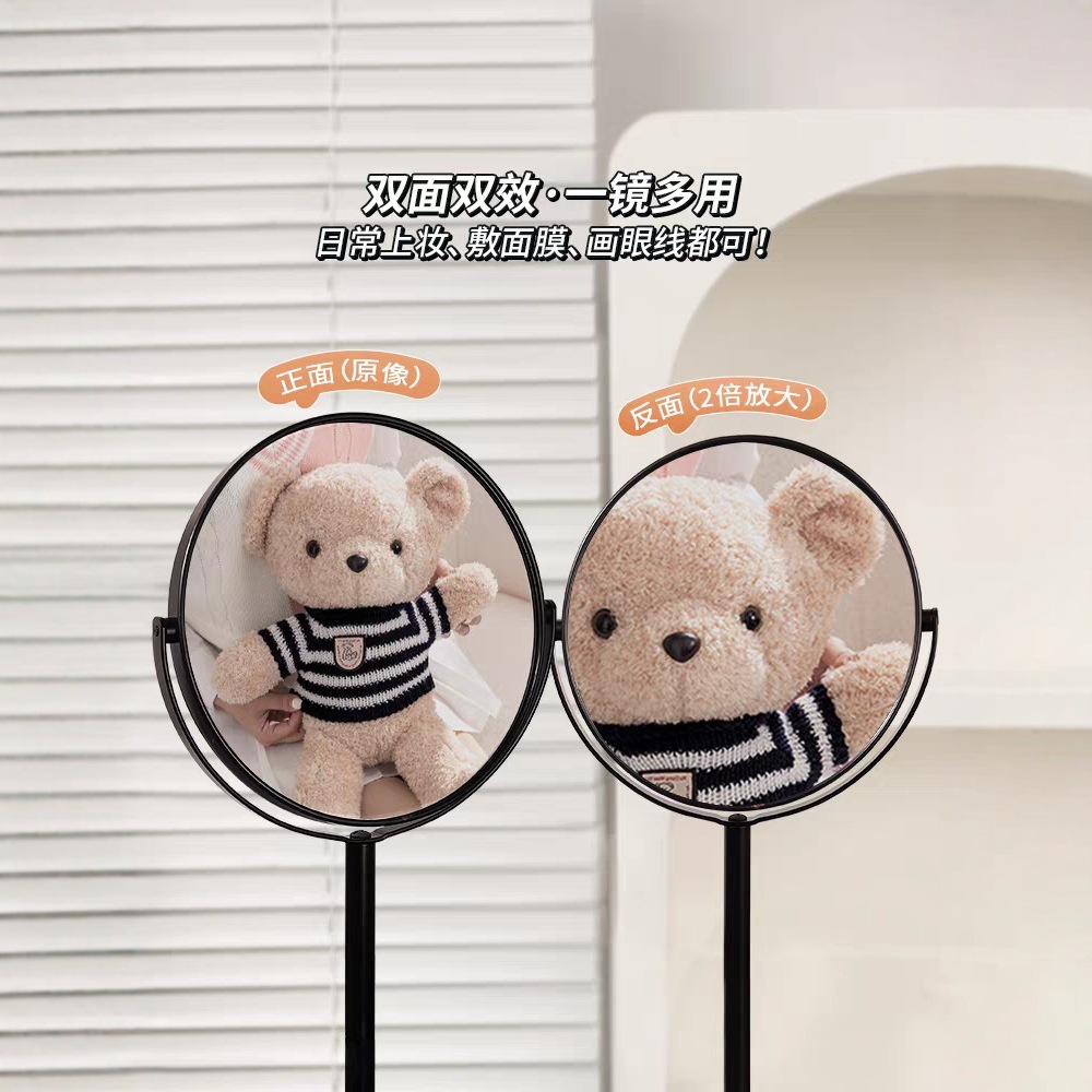Espejo de escritorio de maquillaje para el hogar de doble cara ampliado para el salón de belleza de cabeza negra de alta sensación de dormitorio de estudiantes espejo de escritorio