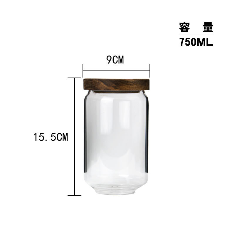 クロスボーダー直供木蓋ガラス密封貯蔵タンク高ホウ素シリコン食品ガラス密封缶キッチン密封食品缶|undefined