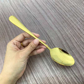 不锈钢1010系列餐勺镀金勺子家用餐厅吃饭勺喝汤汤勺甜品勺调羹