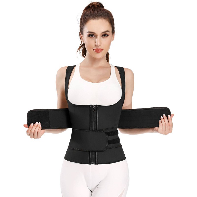 Cremallera de látex de gran tamaño, doble cinturón, 9 huesos de acero, chaleco de abdomen integrado, eslinga, moldeador, chaleco corporal, ropa moldeadora