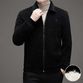 2024轻奢男士羽绒内胆毛呢夹克秋冬季白鸭绒翻领商务休闲加厚外套