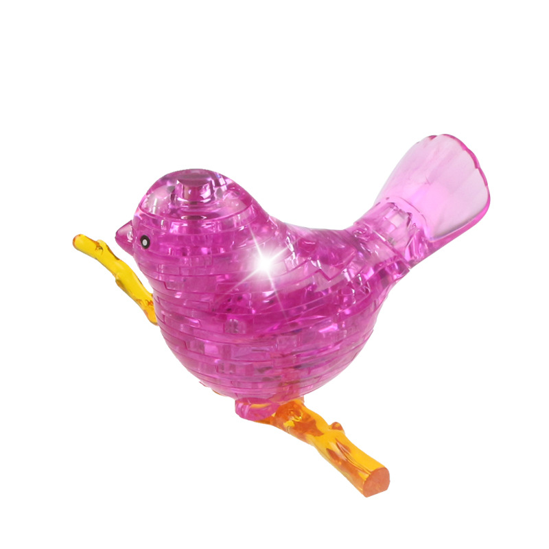 跨境儿童玩具DIY积木3D立体小鸟水晶拼图 3D立体水晶积木拼图小鸟