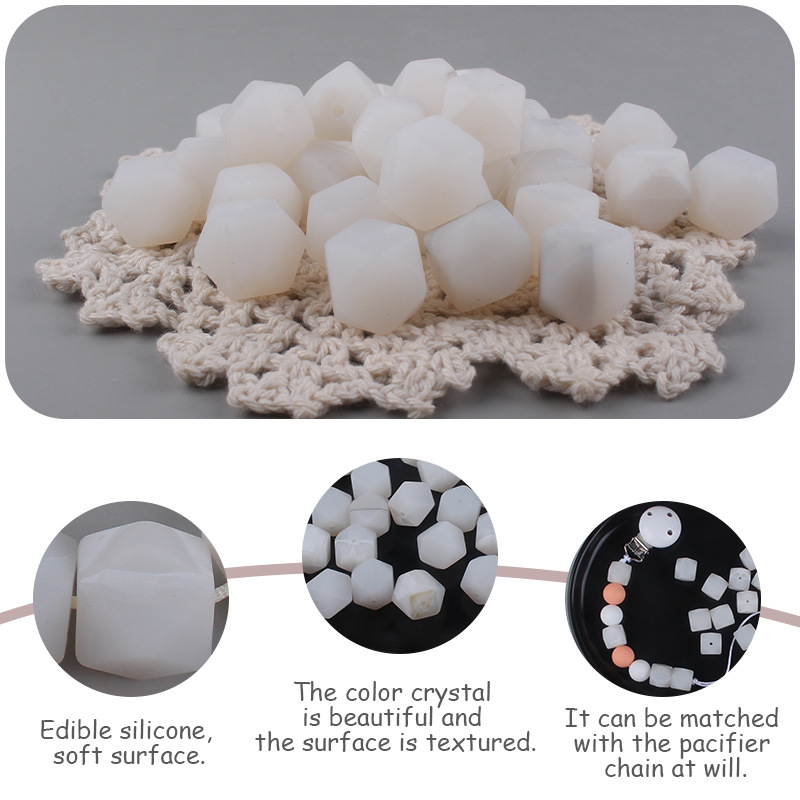 14mm octogonal cuentas de silicona molar juguetes DIY bebé suministros pulsera mordedor chupete cadena collar accesorios la joyería