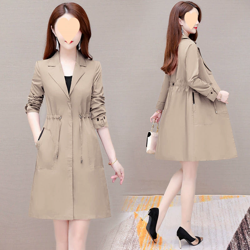 Spring long trench coat, jacket, 2024 years, mid-length, for teenagers, western style, bright catchy style