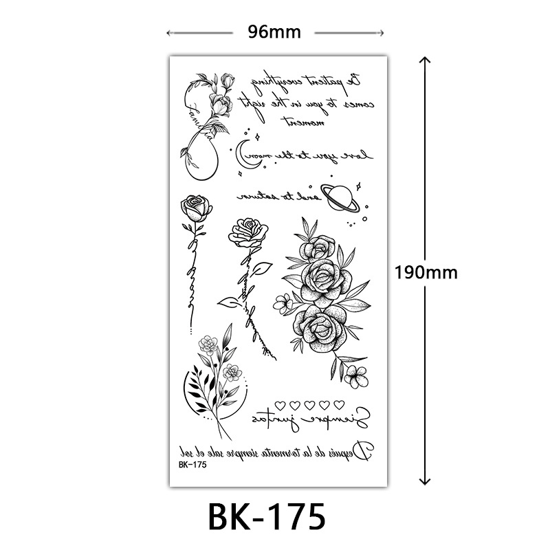 Tatuaje Temporal de Flores Boceto de Papel de Transferencia al Agua, Impresión por Transferencia de Agua, para Cuerpo image 181