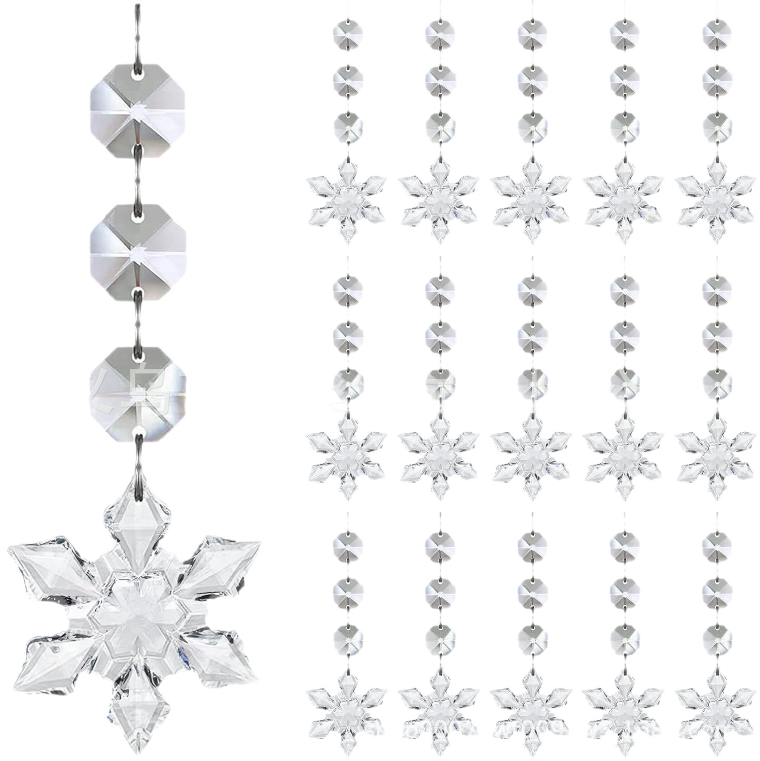 30 Piezas de Adornos Colgantes de Copos de Nieve de Cristal para Navidad, Decoración Acrílica Navideña, Adornos Colgantes para Decoración de Bodas