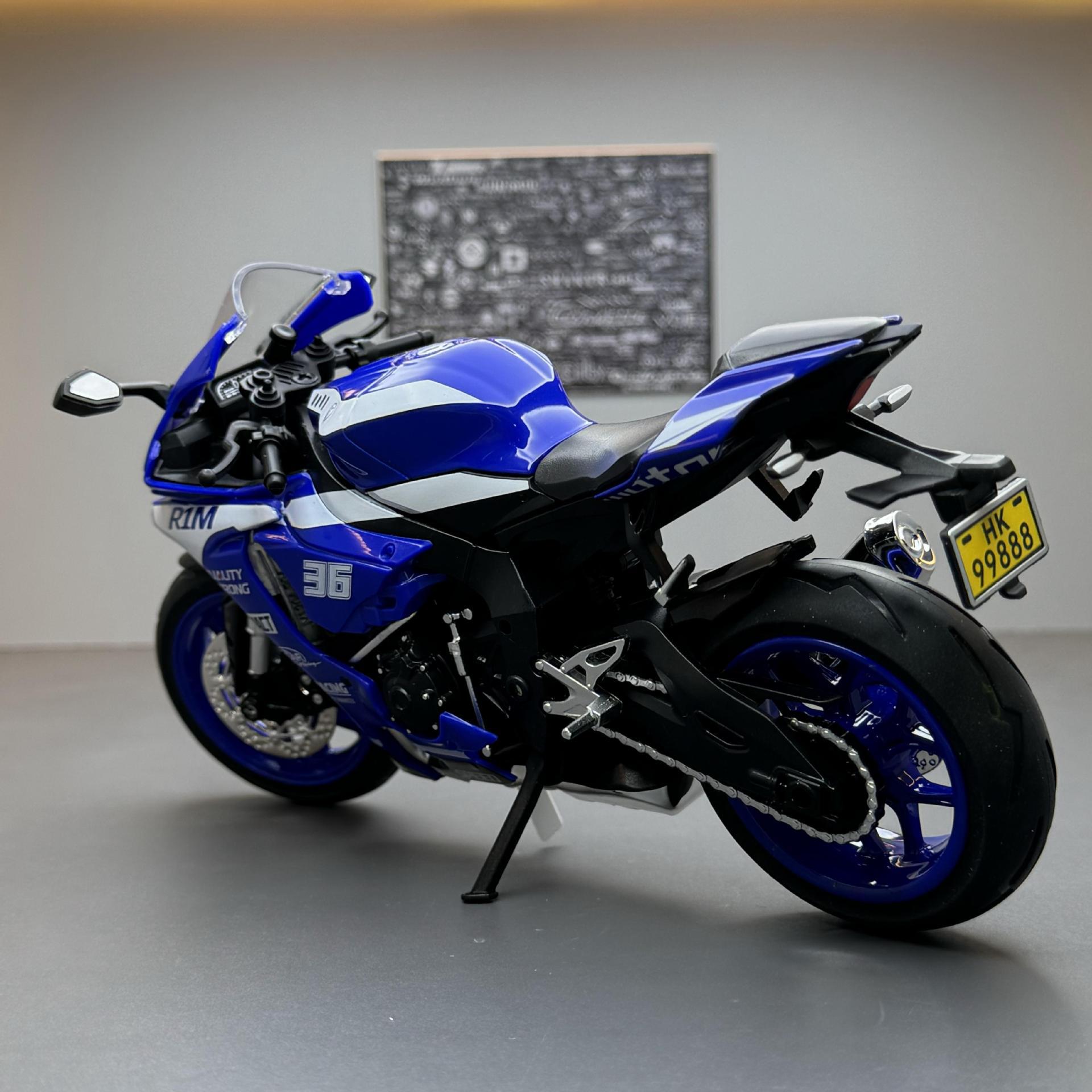 Jiaye modelo de coche de aleación de simulación 1:12 Yamaha R1 motocicleta sonido y luz para niños modelo de coche de juguete colección de decoración