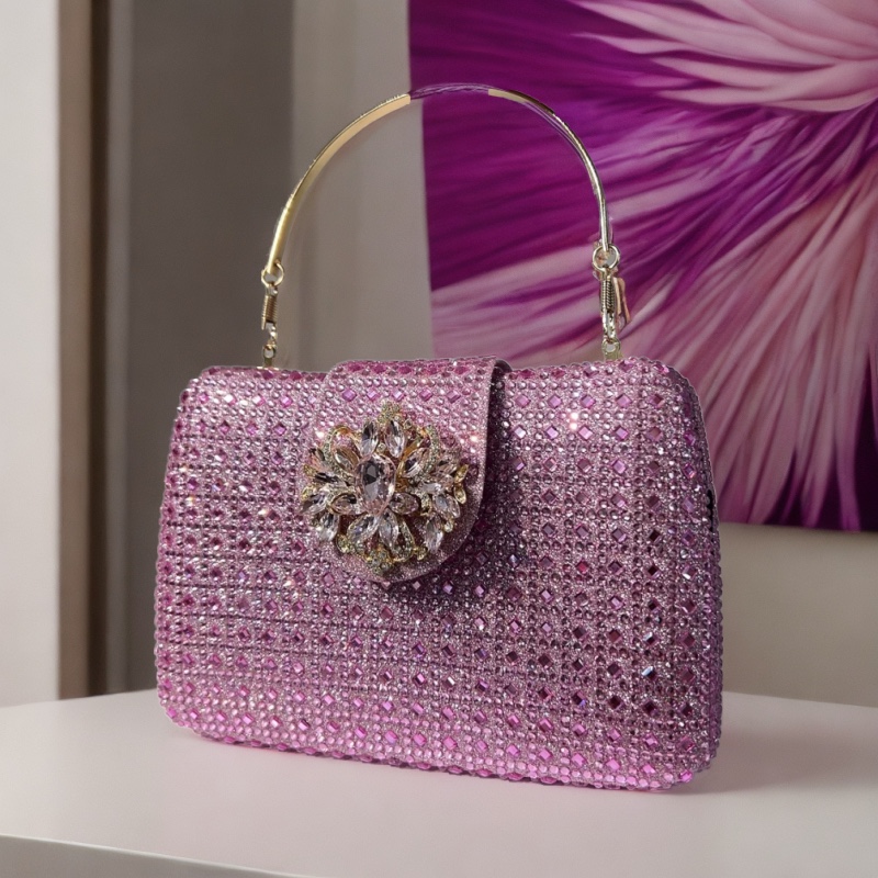 Túi clutch nữ đính đá pha lê dự tiệc sang trọng 19×13.5×4 cm — sâm panh chi tiết 4