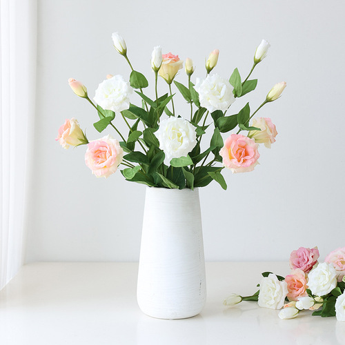 High-end moisturizing silk fabric with 2 heads of lisianthus artificial flowers, home decoration ornaments, photography props, artificial flowers