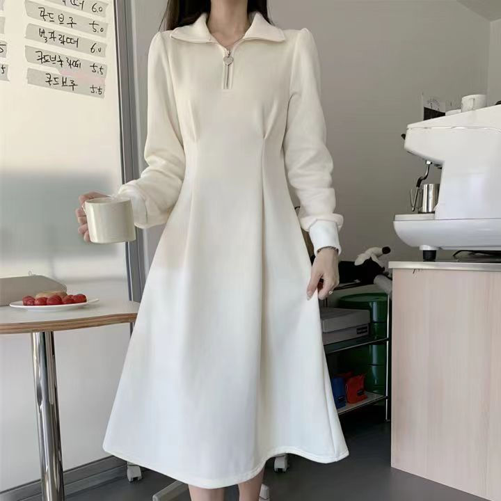 连衣裙2025秋冬法式心领口拉链时尚感收腰显瘦轻奢女装连衣裙|undefined
