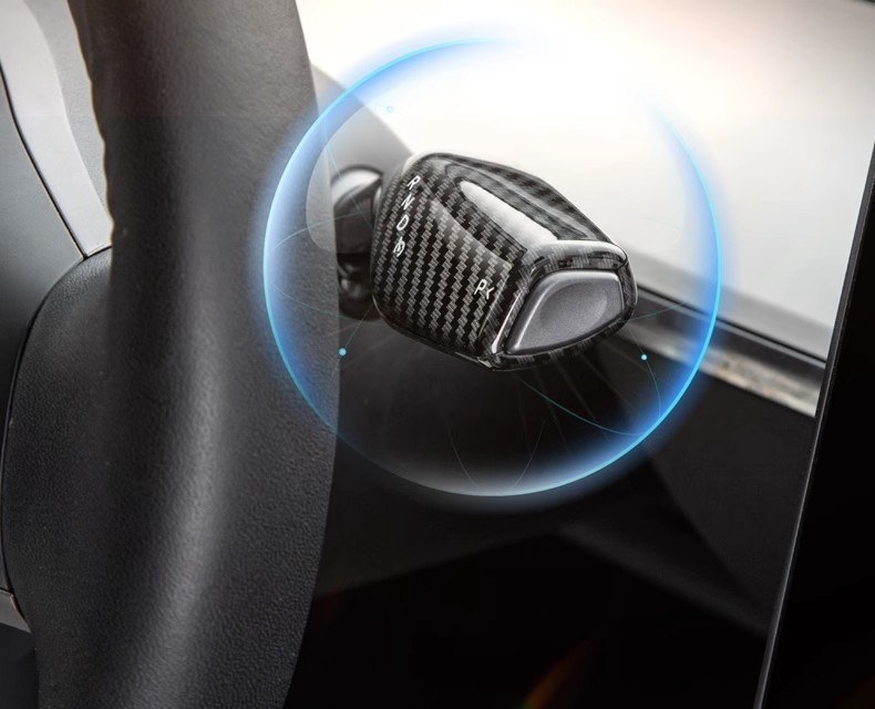 Suitable for Tesla Model3/Y gear rod cover interior decoration handle decorative patch carbon fiber lever modification ya accessories