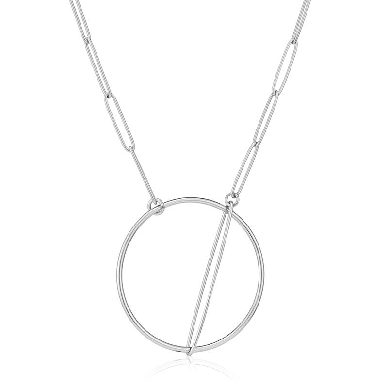 Stainless Steel Necklace,Elegant Creative Exaggerated Double Circle Pendant