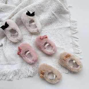Factory Direct Supply Autumn and Winter Baby Shoes Baby Toddler Shoes Warm Cotton Shoes Korean Style Mao Mao Shoes Princess Shoes Baby Shoes
