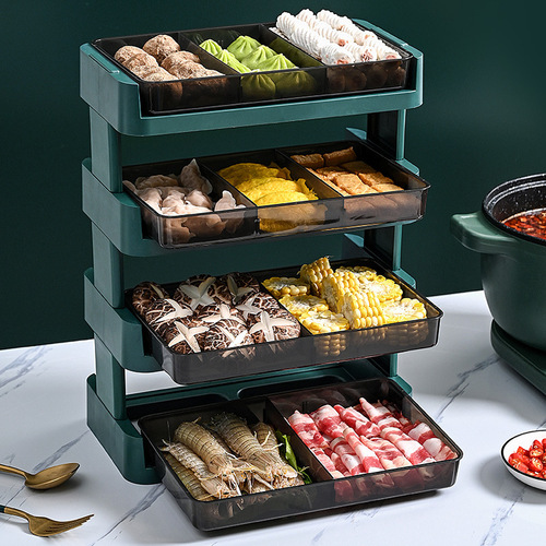 Kitchen multi-layer vegetable preparation plate household hot pot vegetable multi-functional side dish rack Xiaohongshu hot pot plate