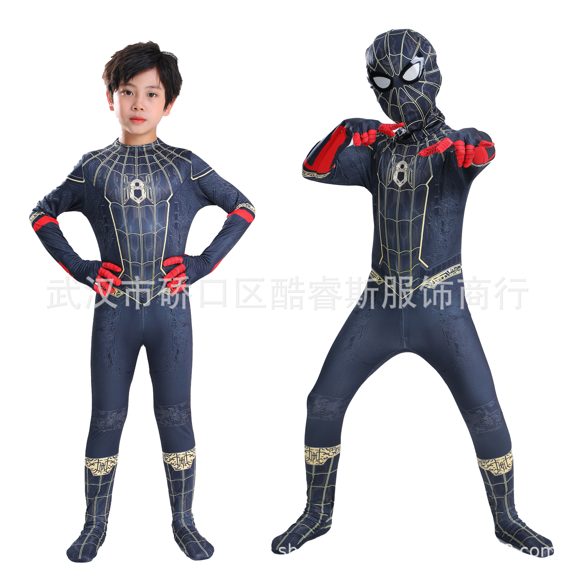 スパイダーマン連体レオタードハロウィーンcos play服装成人児童連体服セット