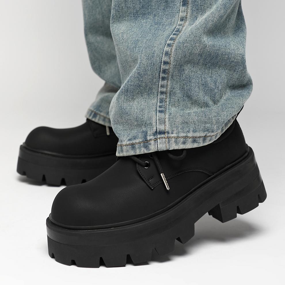 Chaussures en cuir décontractées pour hommes ShoeVault Cleanfit New Fashion Derby style britannique à gros orteil_voghion.com