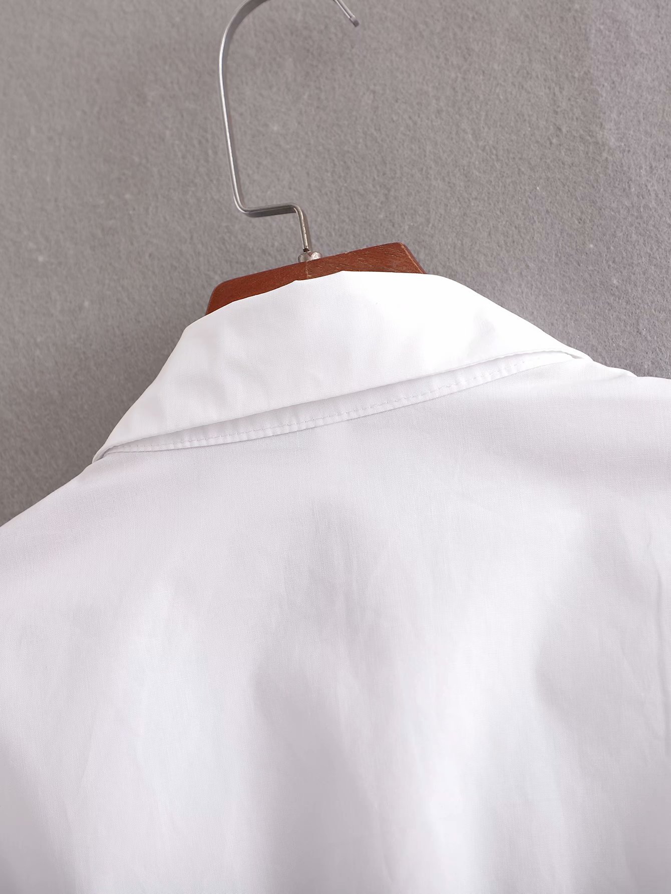 lapel long-sleeved elastic waist blouse NSAM37972