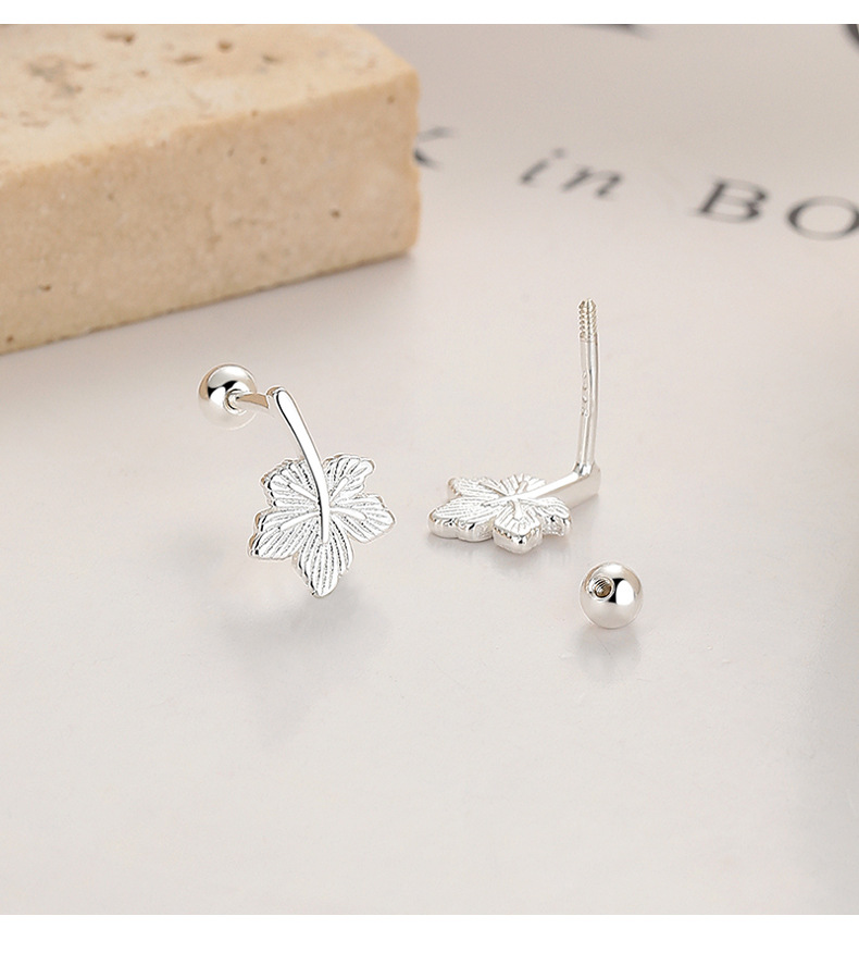 1 Pair Quantity Daily, Street Occasion 925 Sterling Silver Material Leaf Pattern 1 Pair 925 Sterling Silver 925 Sterling Silver Earrings Leaf Screw Backs Small Stud Earrings