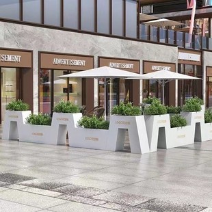 Outdoor Wrought Iron Flower Box Combination Fence Black Partition Planting Flower Trough Stainless Steel Flower Pot Flower Bed Shopping Mall Store