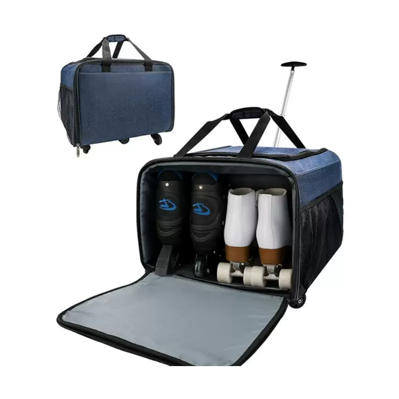 便携式滑冰手推车带轮子的滚筒滑板袋冰滑包袋适合2双溜冰鞋头盔