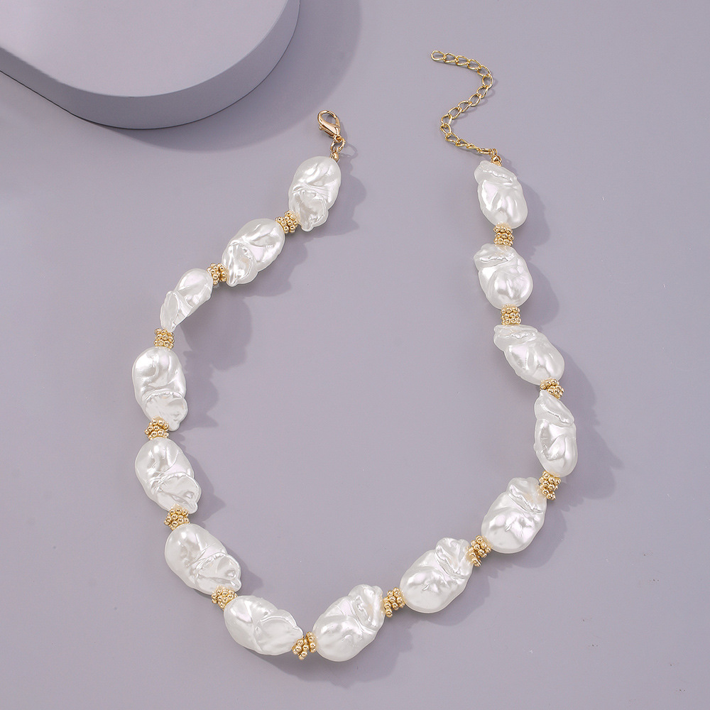 simple irregular geometric pearl necklacepicture7