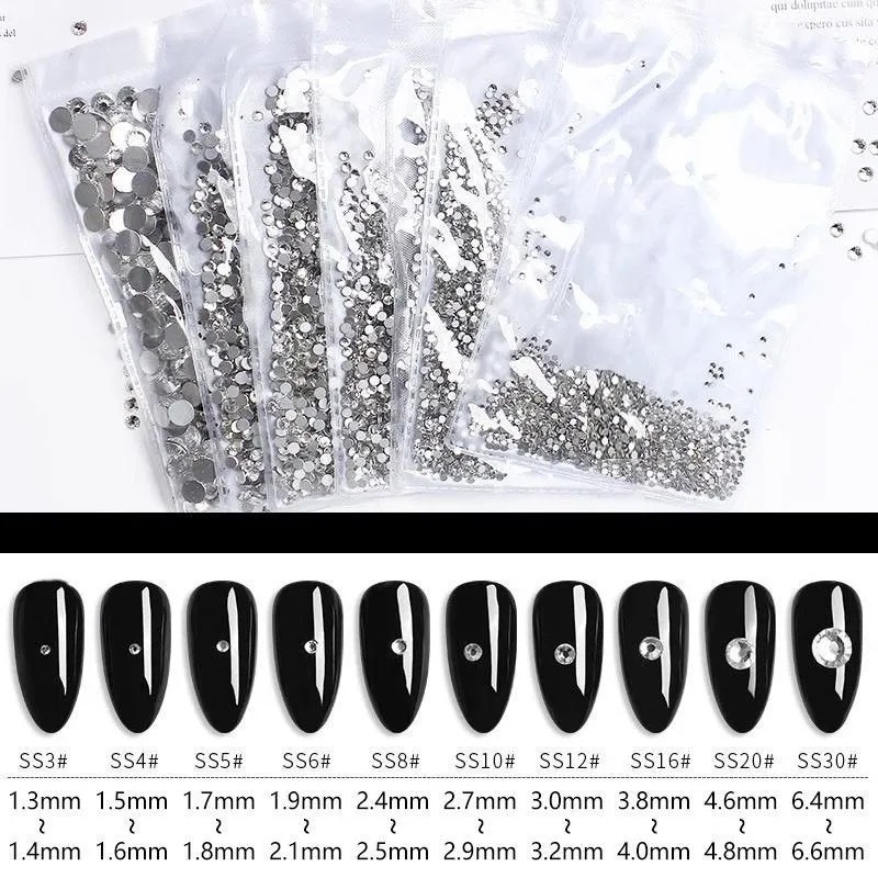 Manicure king fan taladro de fondo plano ab diamantes desnudos color fantasía redondo diy herramienta de taladro completo explosión de joyas de uñas flash