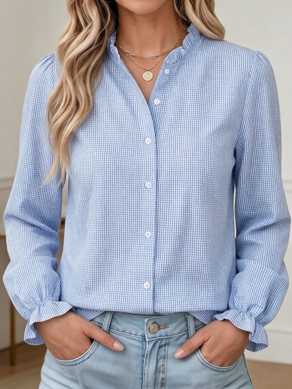 2026 European and American new style Amazon cross-border autumn and winter casual plaid long-sleeve shirt for women